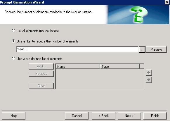 Prompt Microstrategy KB34097: Reports used as filters for element list prompts do not hit ...