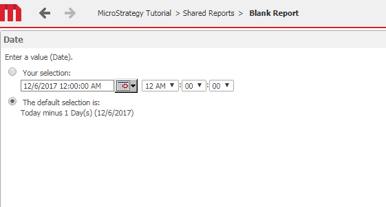 Microstrategy Web Edit Report KB439203: When running a report with a date value prompt, a second ...